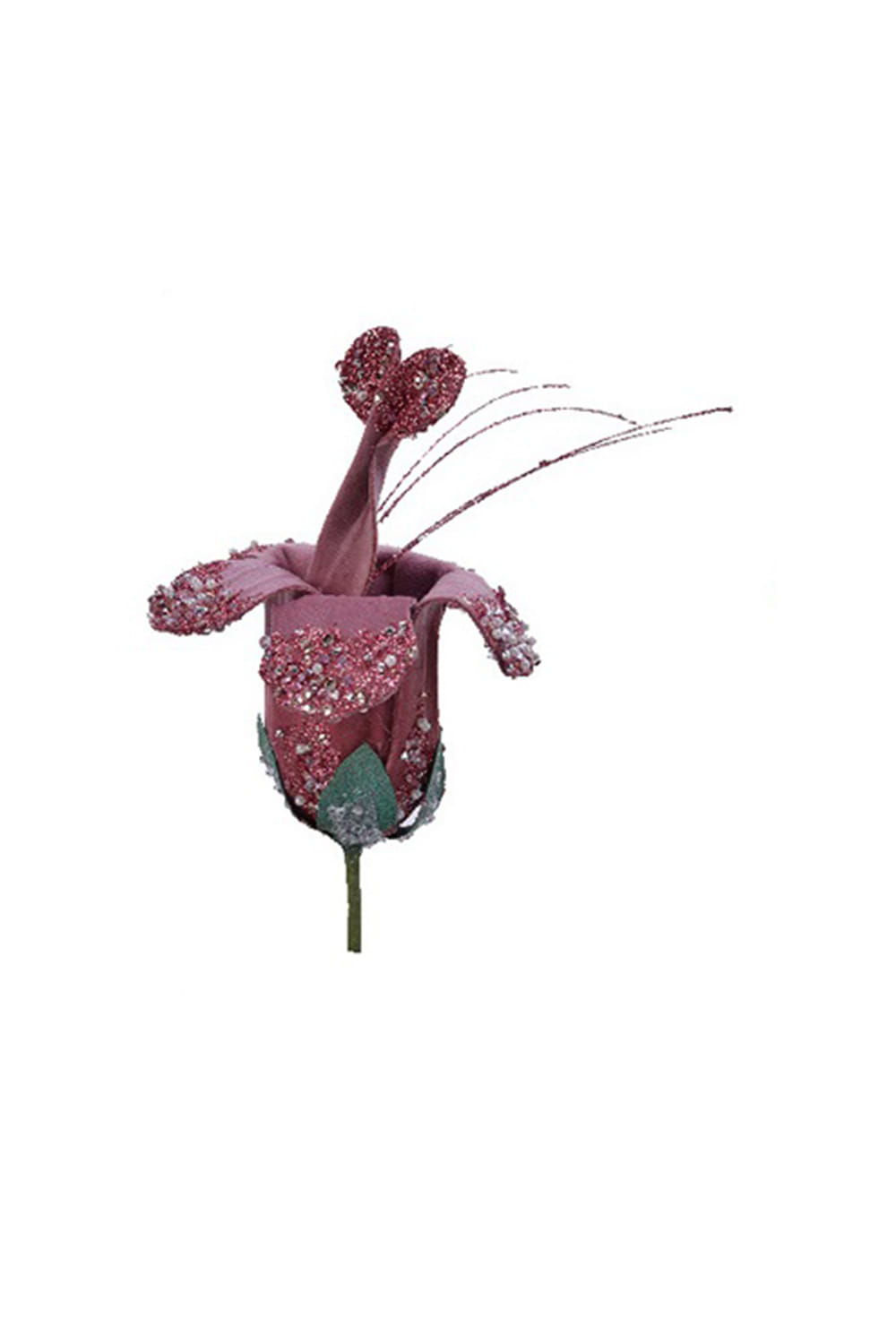 Athome Pavloudakis - Χριστουγεννιάτικο ροζ βελούδινο συνθετικό λουλούδι (15x40 cm)