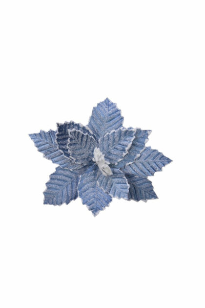 Athome Pavloudakis - Χριστουγεννιάτικο αρκτικό μπλε συνθετικό λουλούδι πουανσέτια 34x6 cm