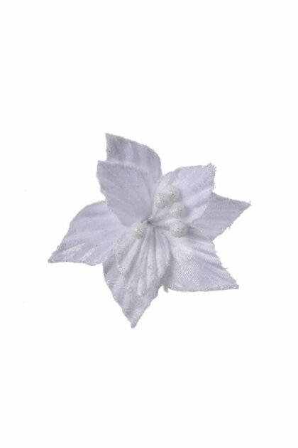 Athome Pavloudakis - Χριστουγεννιάτικο χειμωνιάτικο λευκό συνθετικό λουλούδι πουανσέτια 12x2 cm