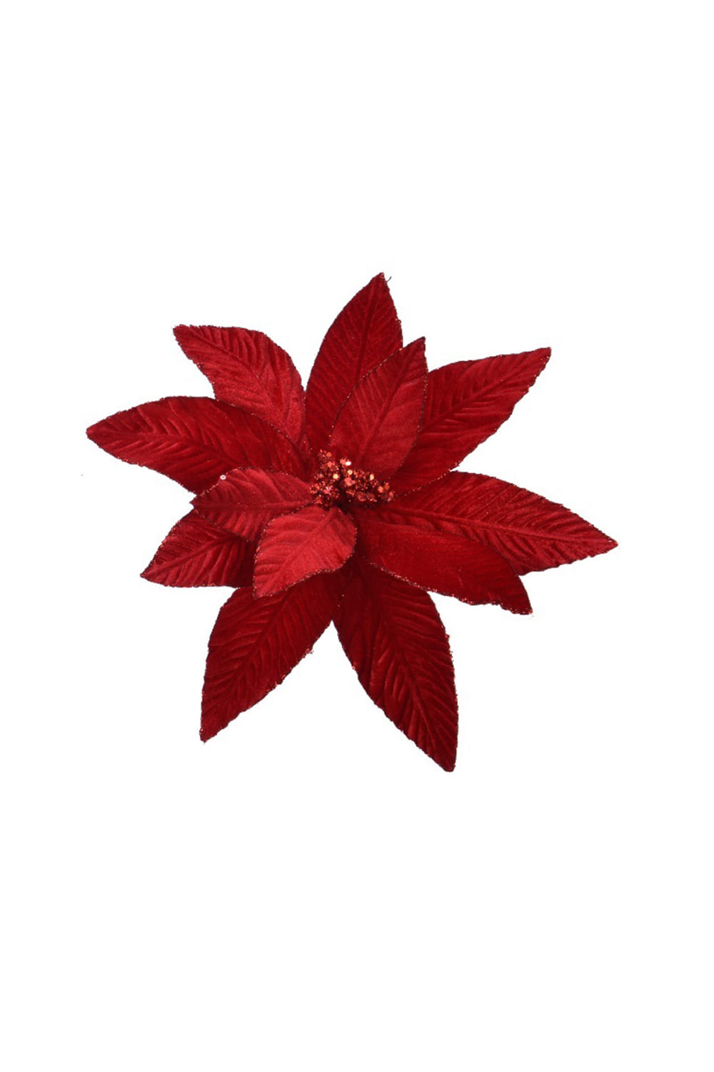 Athome Pavloudakis - Χριστουγεννιάτικο συνθετικό κόκκινο διακοσμητικό βελουτέ λουλούδι (30x5 cm)