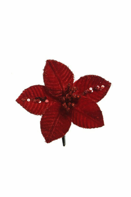Athome Pavloudakis - Χριστουγεννιάτικο κόκκινο χριστουγέννων συνθετικό λουλούδι πουανσέτια 10x2 cm