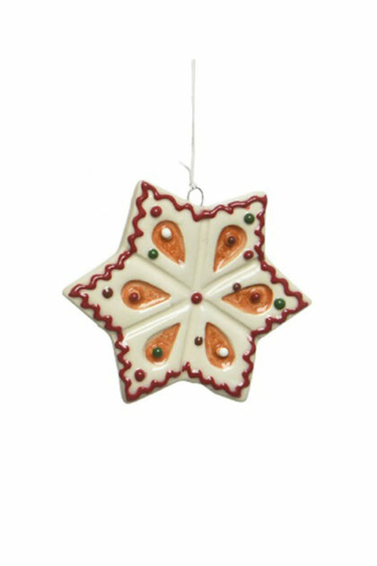 Athome Pavloudakis - Χριστουγεννιάτικο λευκό κεραμικό στολίδι αστέρι 1x8x8 cm