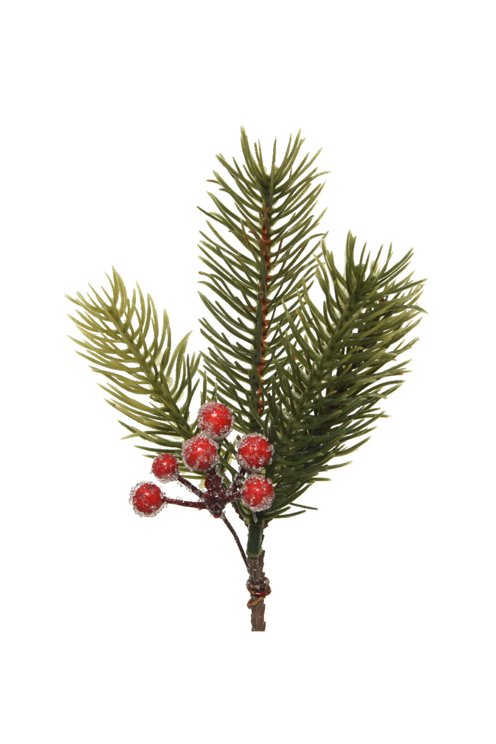 Athome Pavloudakis - Χριστουγεννιάτικο συνθετικό πράσινο κλαρί με κόκκινα μπερι (6x8x21
