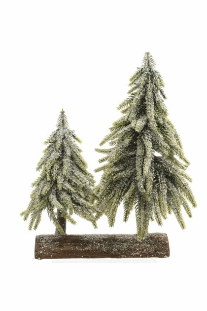 Athome Pavloudakis - Χριστουγεννιάτικο διακοσμητικό με πράσινα χιονισμένα δεντράκια 28 cm