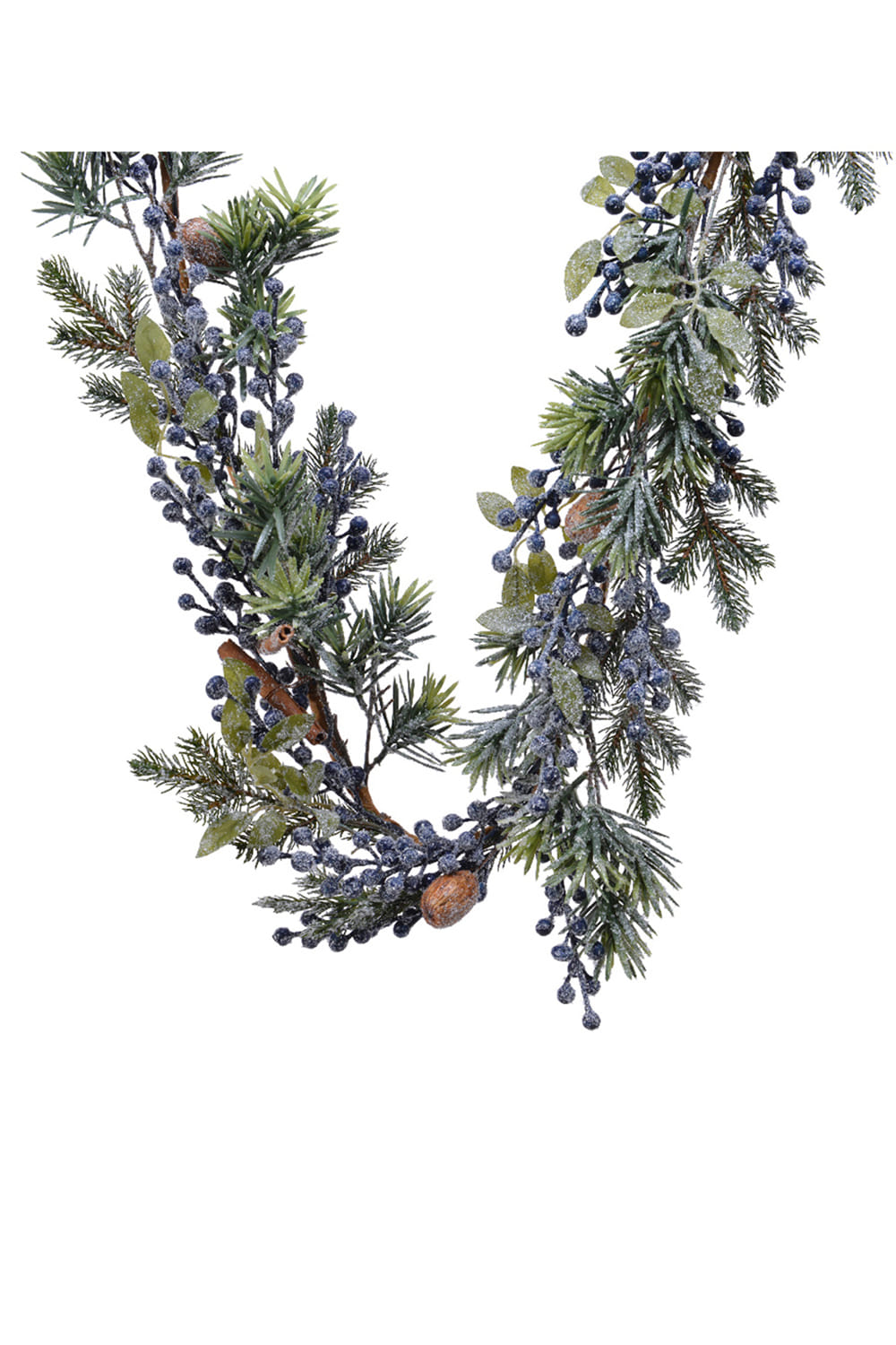 Athome Pavloudakis - Χριστουγεννιάτικη πράσινη γιρλάντα στολισμένη με μπλε καρπούς (20x180 cm)