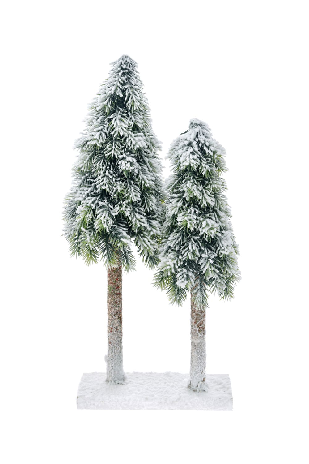 Athome Pavloudakis - Χριστουγεννιάτικο διακοσμητικό πράσινο παγωμένο διπλό έλατο σε βάση (21x12x40 cm)