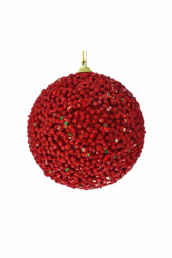 Athome Pavloudakis - Χριστουγεννιάτικη συνθετική μπάλα με κόκκινες πούλιες 10 cm