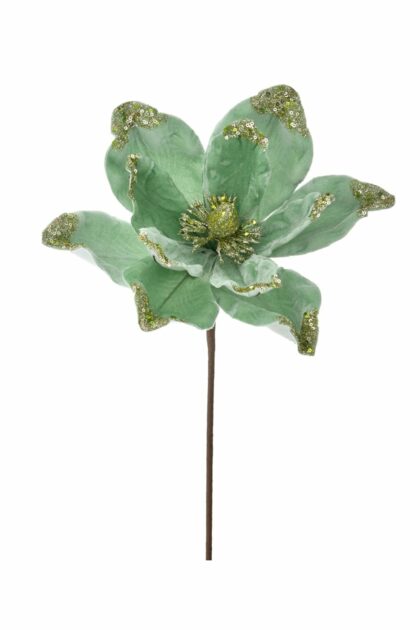 Athome Pavloudakis - Χριστουγεννιάτικο πράσινο υφασμάτινο λουλούδι μαργαρίτα 65 cm