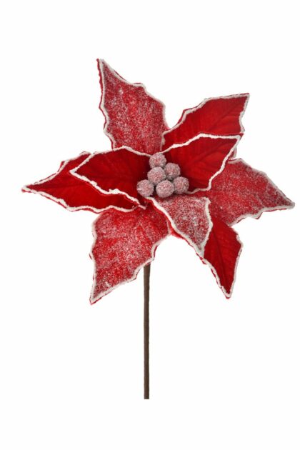 Athome Pavloudakis - Χριστουγεννιάτικο κόκκινο υφασμάτινο λουλούδι πουανσέτια 65 cm