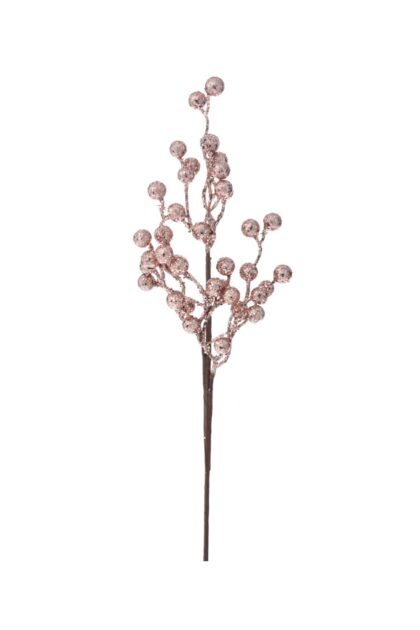Athome Pavloudakis - Χριστουγεννιάτικο ροζ glitter συνθετικό κλαρί μπέρι 40 cm