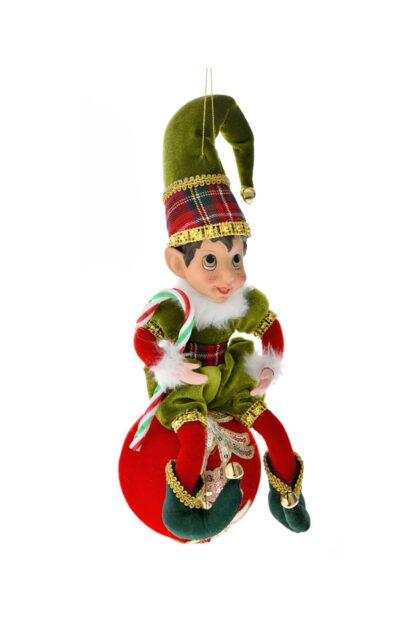 Athome Pavloudakis - Χριστουγεννιάτικο διακοσμητικό πράσινο ξωτικό πάνω σε μπάλα 30 cm