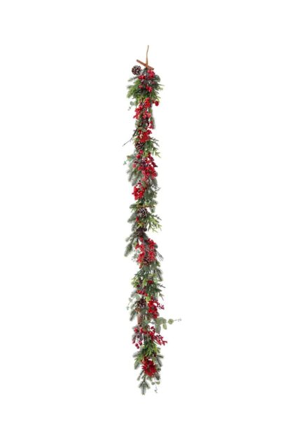 Athome Pavloudakis - Χριστουγεννιάτικη γιρλάντα από έλατο με κόκκινα μπέρι 180 cm
