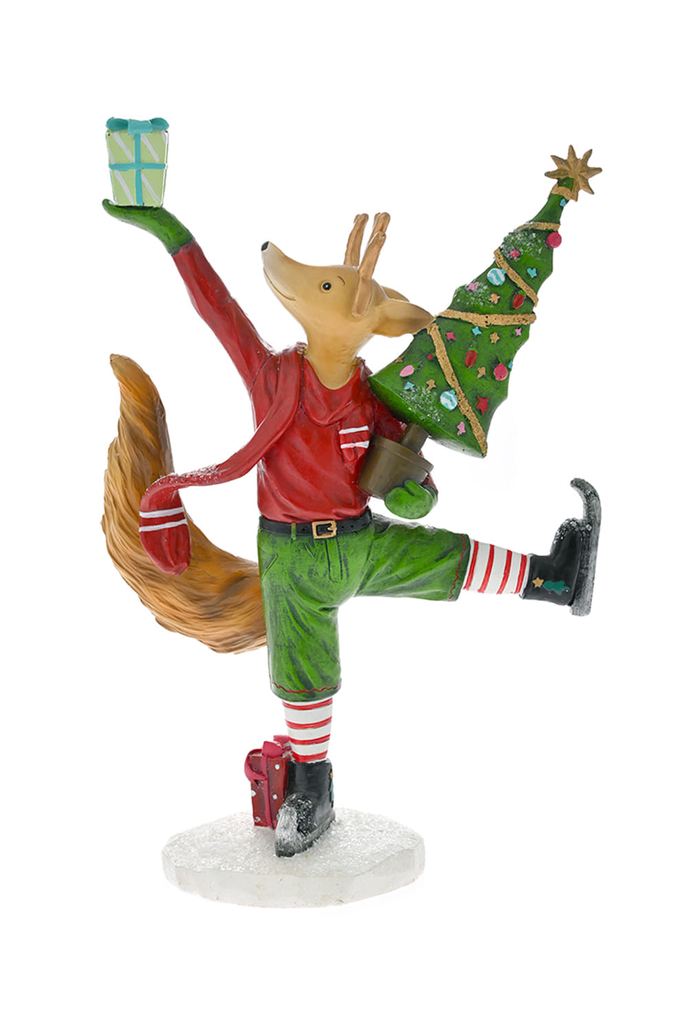 Athome Pavloudakis - Χριστουγεννιάτικο διακοσμητικό πολύχρωμο αλεπού με δενδράκι 28 cm