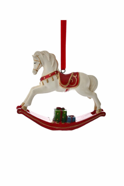 Athome Pavloudakis - Χριστουγεννιάτικο λευκό polyresin στολίδι άλογο 8