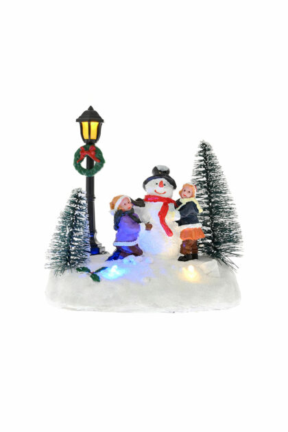 Athome Pavloudakis - Χριστουγεννιάτικο λευκό χιονάνθρωπος 3 LED 12x7x12 cm μπαταρίας