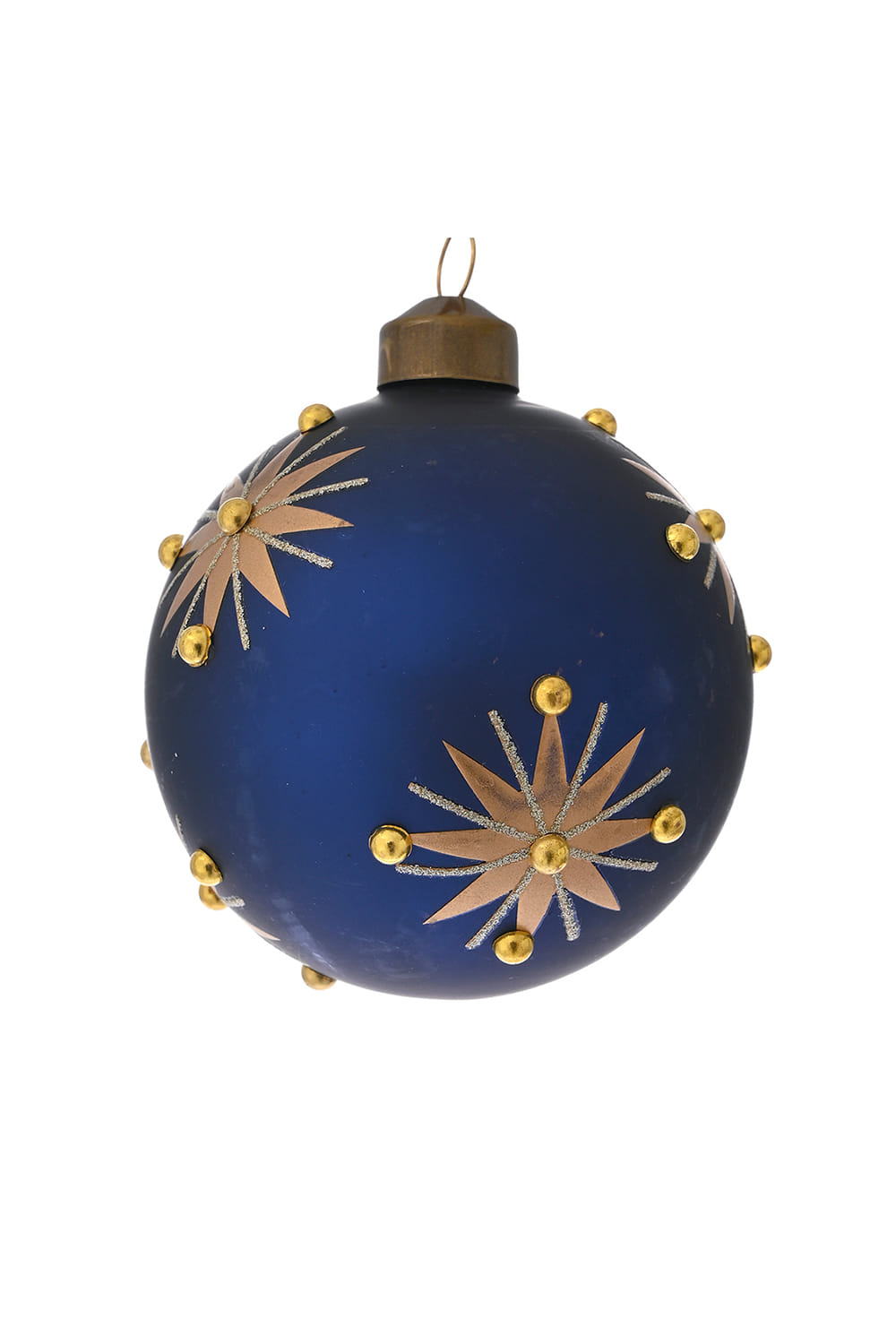 Athome Pavloudakis - Χριστουγεννιάτικη γυάλινη μπλε μπάλα μπλε με αστέρι (10 cm)
