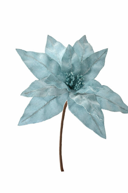Athome Pavloudakis - Χριστουγεννιάτικο γαλάζιο συνθετικό λουλούδι πουανσέτια 25x33 cm
