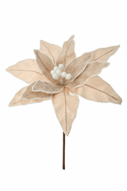 Athome Pavloudakis - Χριστουγεννιάτικο σαμπανί συνθετικό λουλούδι πουανσέτια 25x33 cm