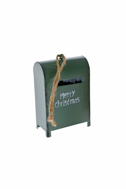 Athome Pavloudakis - Χριστουγεννιάτικο πράσινο μεταλλικό στολίδι γραμματοκιβώτιο 9 cm