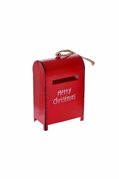 Athome Pavloudakis - Χριστουγεννιάτικο κόκκινο μεταλλικό στολίδι γραμματοκιβώτιο 9 cm