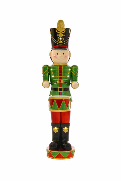 Athome Pavloudakis - Χριστουγεννιάτικο πράσινο στρατιώτης παιδί LED λευκό τύμπανο 28x23x106 cm μπαταρίας