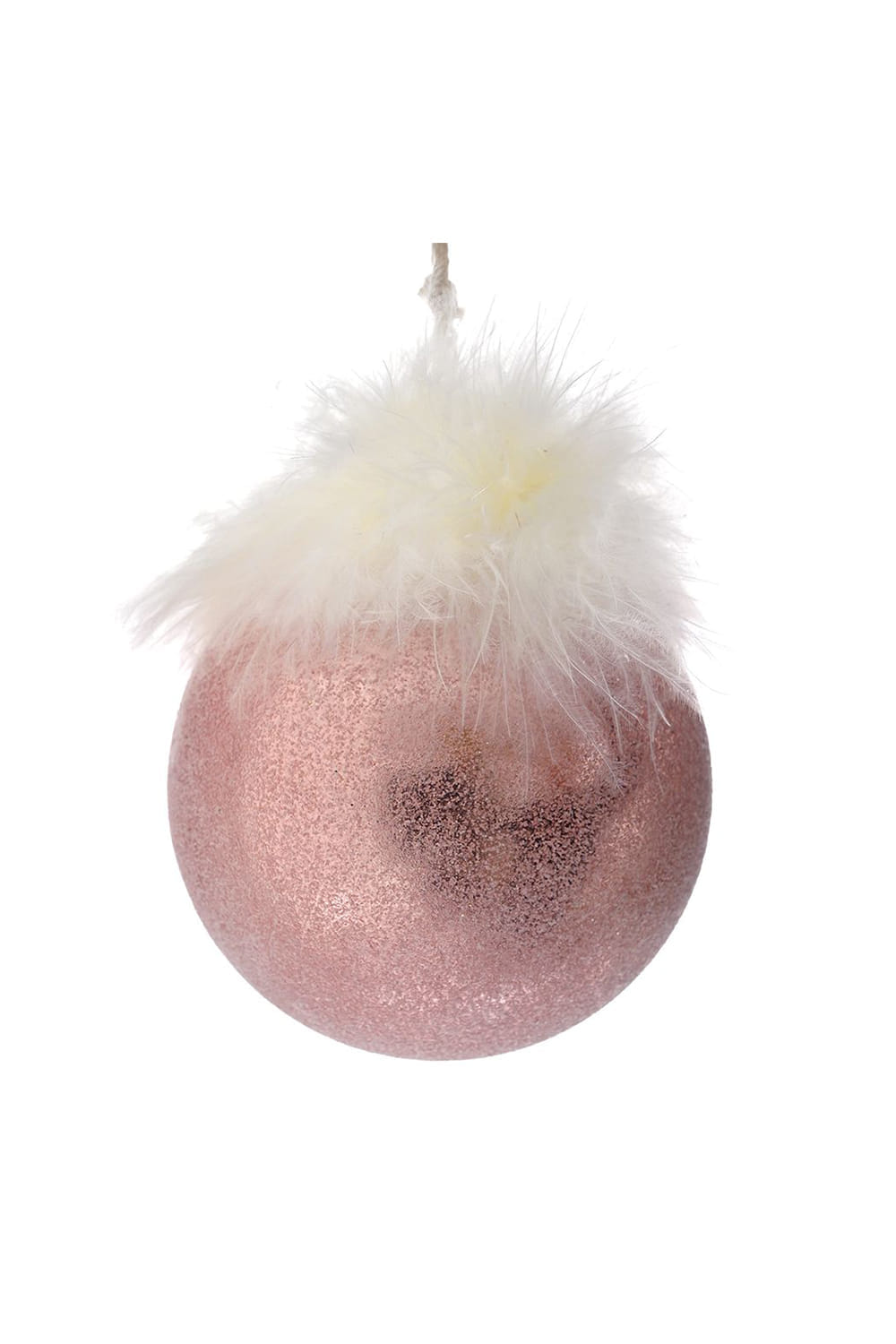 Athome Pavloudakis - Χριστουγεννιάτικη συνθετική ροζ μπάλα με πούπουλα (9 cm)
