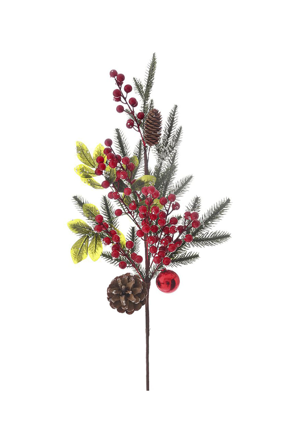 Athome Pavloudakis - Χριστουγεννιάτικο πράσινο συνθετικό κλαρί με κόκκινα μπέρι (50 cm)
