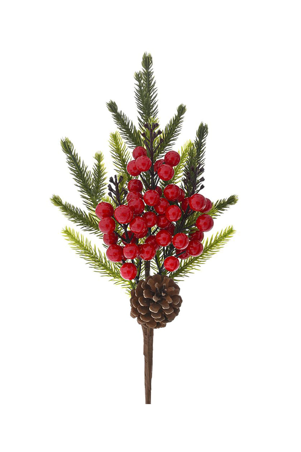 Athome Pavloudakis - Χριστουγεννιάτικο πράσινο διακοσμητικό κλαρί απο έλατο με μπερι (P.E.) (38 cm)