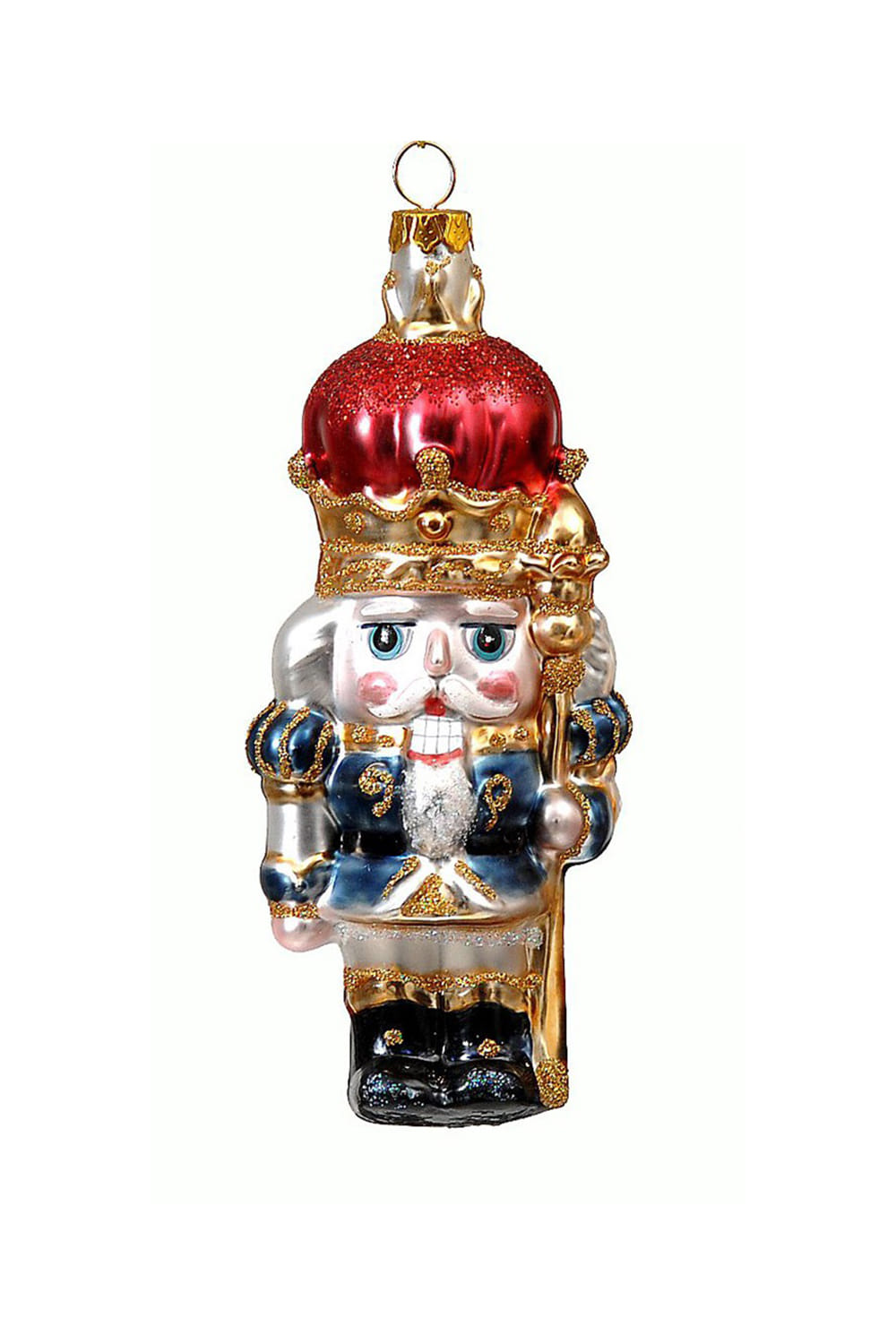 Athome Pavloudakis - Χριστουγεννιάτικο πολύχρωμο γυάλινο στολίδι καρυοθραύστης με σκήπτρο 13 cm