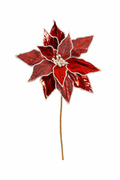 Athome Pavloudakis - Χριστουγεννιάτικο κόκκινο υφασμάτινο λουλούδι πουανσέτια 50 cm
