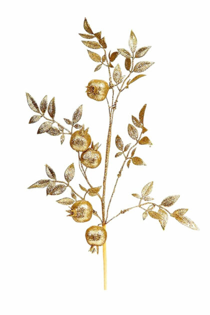 Athome Pavloudakis - Χριστουγεννιάτικο χρυσό συνθετικό κλαρί ροδιάς 62 cm