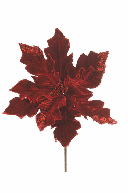 Athome Pavloudakis - Χριστουγεννιάτικο κόκκινο υφασμάτινο λουλούδι πουανσέτια 36 cm
