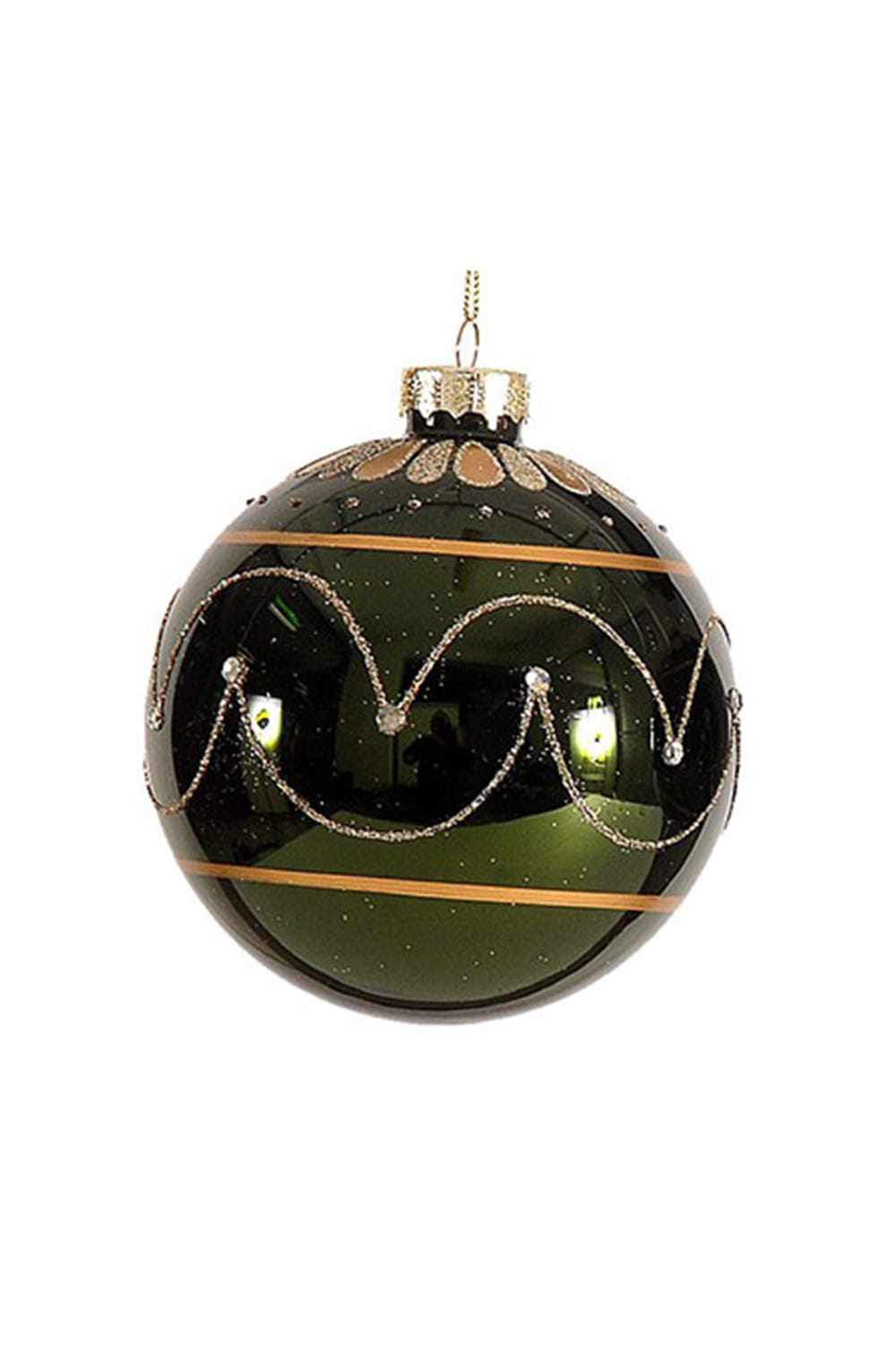 Athome Pavloudakis - Χριστουγεννιάτικη γυάλινη μπάλα λαδί 8 cm με σχέδια