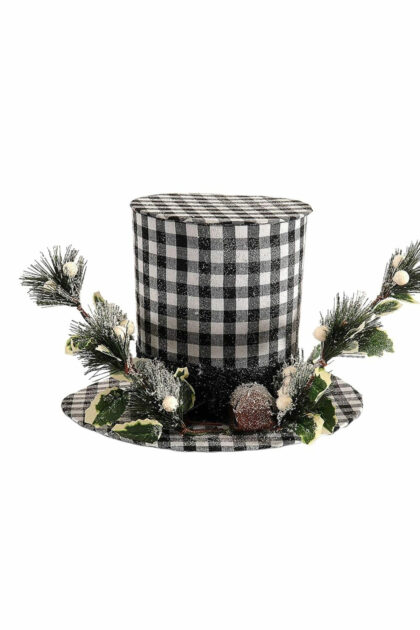 Athome Pavloudakis - Χριστουγεννιάτικο μαύρο χάρτινο καπέλο καρώ 13 cm