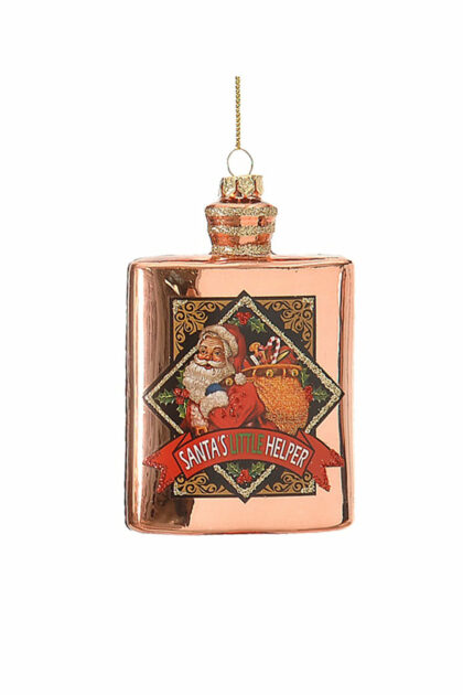 Athome Pavloudakis - Χριστουγεννιάτικο ροζ γυάλινο στολίδι φλασκί με Αγ. Βασίλη 11
