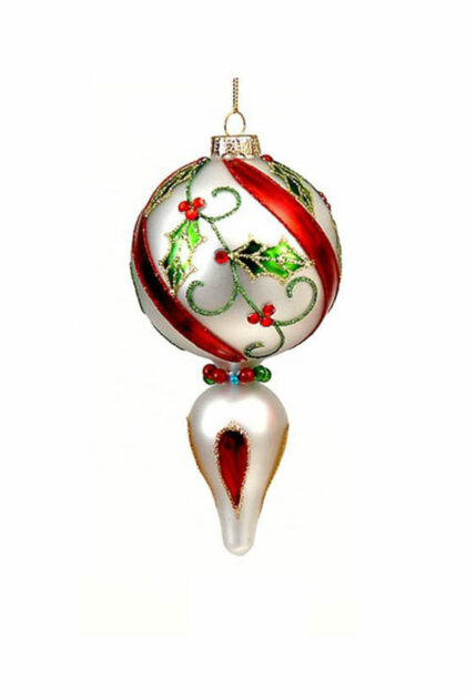 Athome Pavloudakis - Χριστουγεννιάτικο ασημί γυάλινο στολίδι drop 17 cm