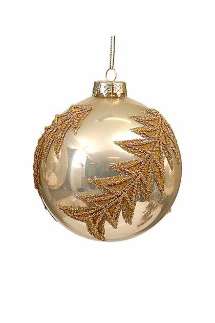 Athome Pavloudakis - Χριστουγεννιάτικη γυάλινη μπάλα χρυσή 10 cm με δέντρα