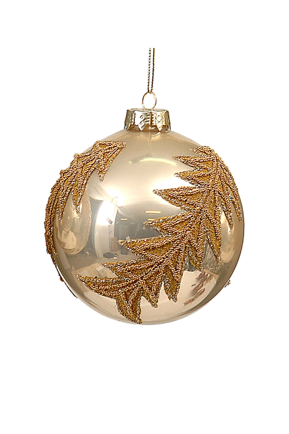 Athome Pavloudakis - Χριστουγεννιάτικη γυάλινη χρυσή μπάλα με δέντρα (10 cm)