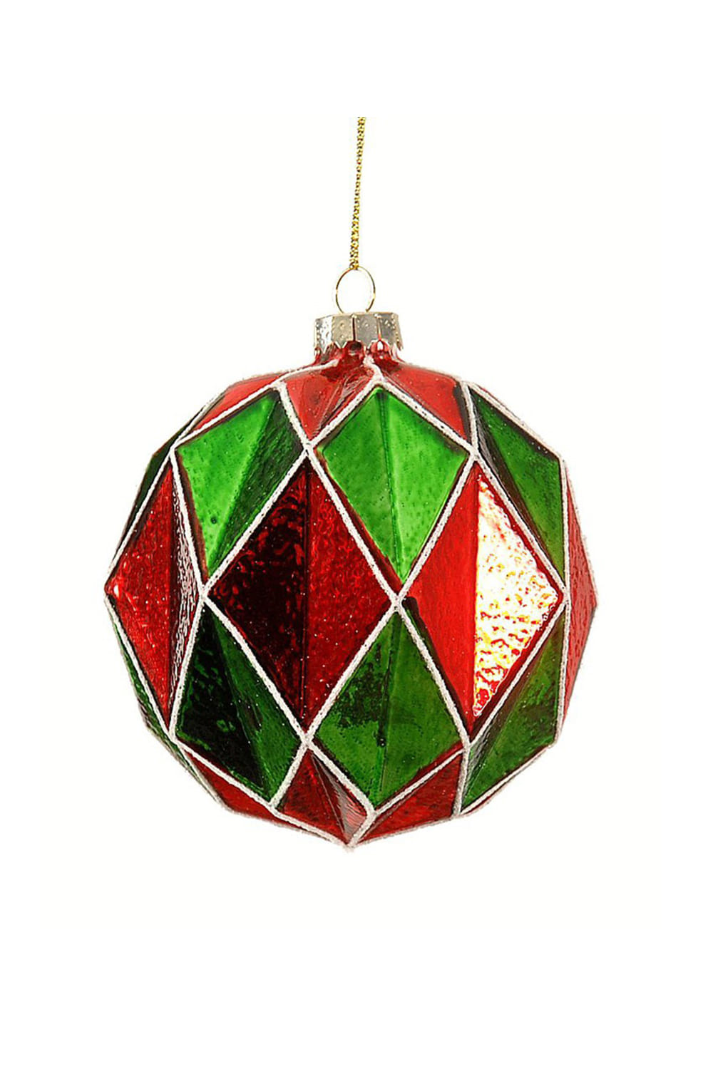 Athome Pavloudakis - Χριστουγεννιάτικη γυάλινη μπάλα κόκκινη 10 cm με ρόμβους