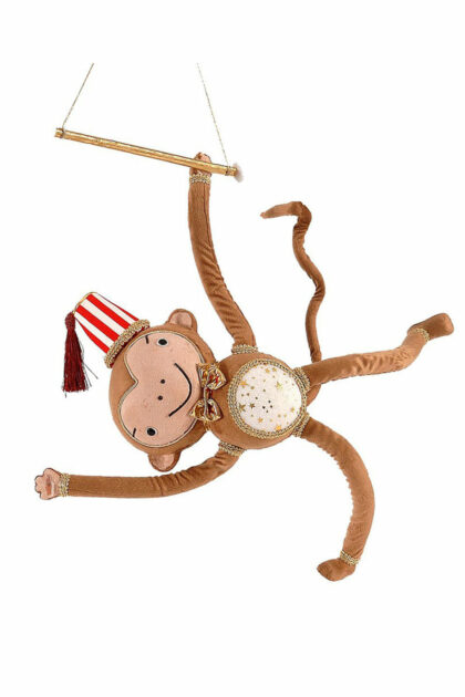Athome Pavloudakis - Χριστουγεννιάτικη διακοσμητική φιγούρα καφέ μαϊμού  σε κούνια 54 cm