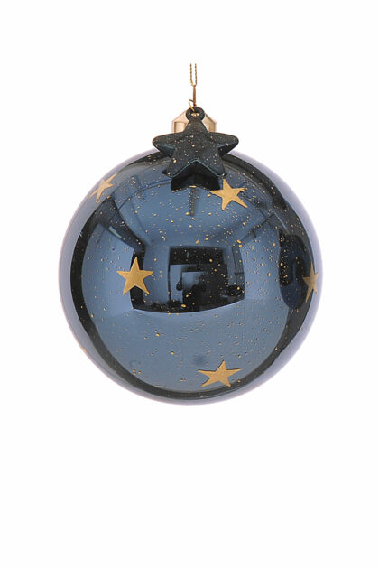 Athome Pavloudakis - Χριστουγεννιάτικη γυάλινη μπάλα μπλε της νύκτας 2 cm με αστέρια