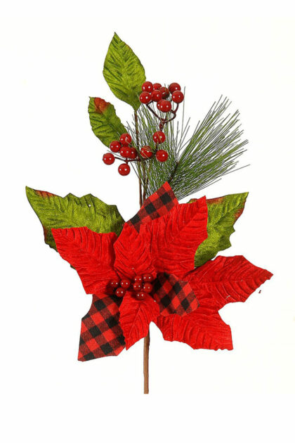 Athome Pavloudakis - Χριστουγεννιάτικο κόκκινο συνθετικό κλαρί με πουανσέτια 43 cm