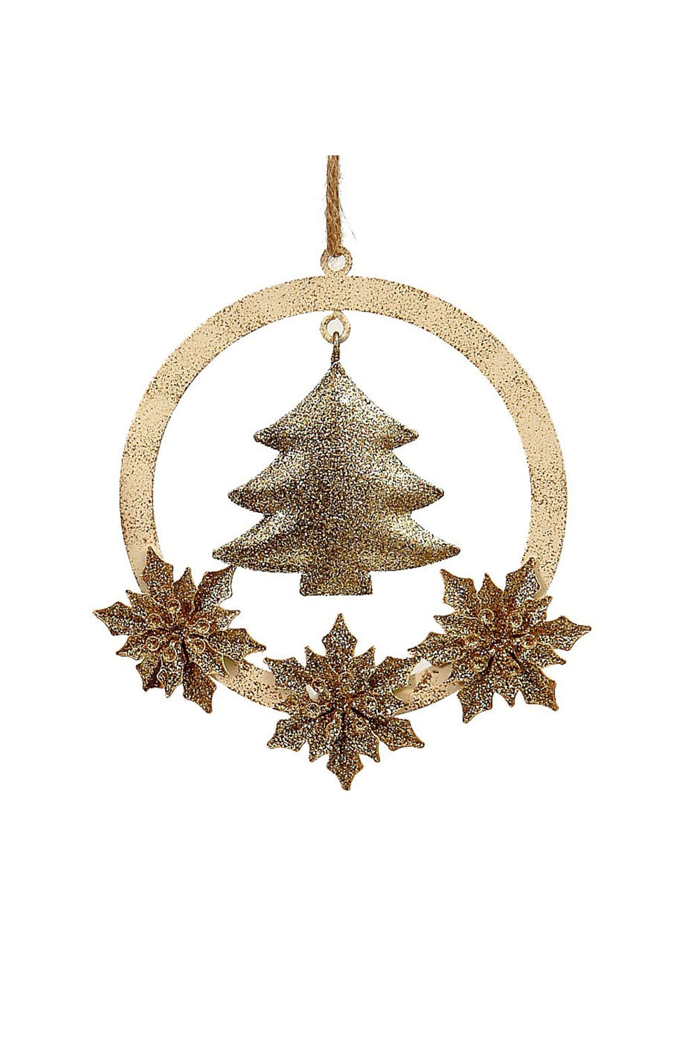 Athome Pavloudakis - Χριστουγεννιάτικο χρυσό μεταλλικό διακοσμητικό στολίδι δενδράκι σε στεφάνι (11