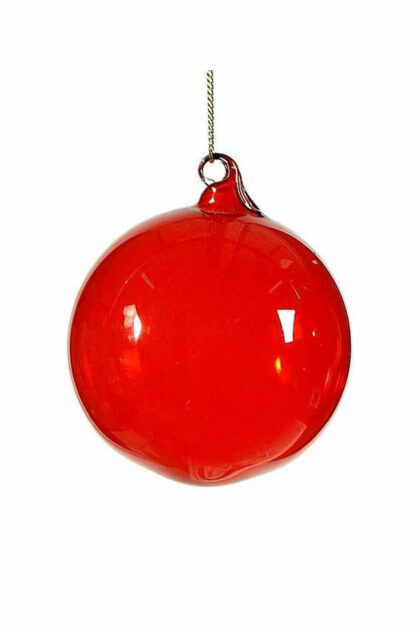 Athome Pavloudakis - Χριστουγεννιάτικη γυάλινη μπάλα κόκκινη διάφανη 8 cm