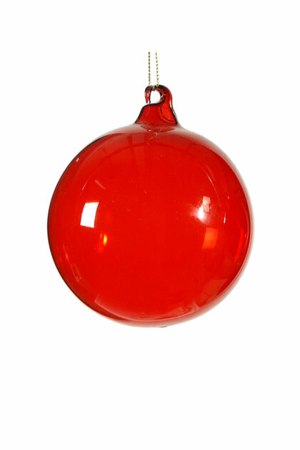 Athome Pavloudakis - Χριστουγεννιάτικη γυάλινη μπάλα κόκκινη διάφανη 10 cm