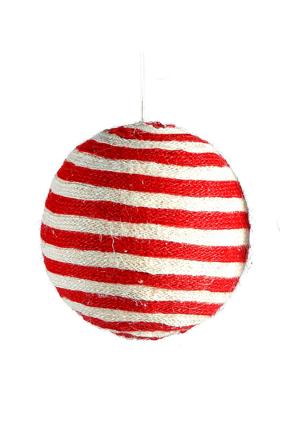 Athome Pavloudakis - Χριστουγεννιάτικη υφασμάτινη κόκκινη μπάλα με λευκές γραμμες (12 cm)