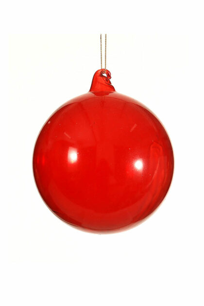 Athome Pavloudakis - Χριστουγεννιάτικη γυάλινη μπάλα κόκκινο διάφανη 12 cm