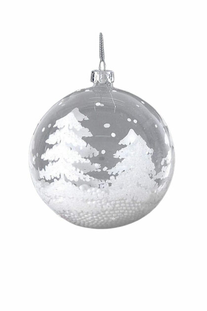 Athome Pavloudakis - Χριστουγεννιάτικη γυάλινη μπάλα διάφανη 10 cm με έλατα
