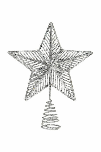 Athome Pavloudakis - Ασημί μεταλλική κορυφή δέντρου αστέρι 25 cm