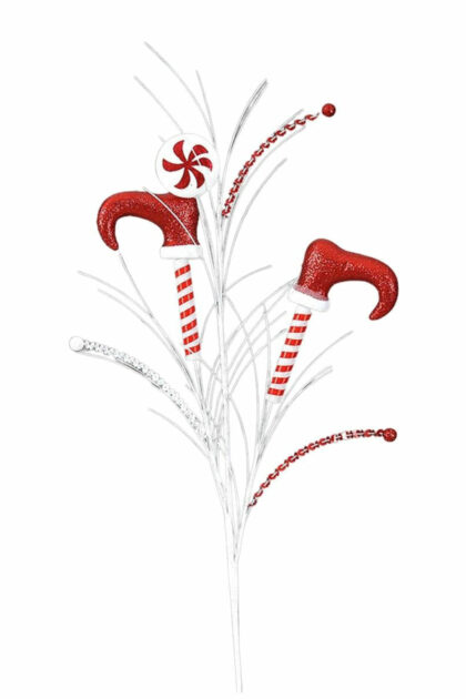 Athome Pavloudakis - Χριστουγεννιάτικο λευκό συνθετικό κλαρί με πόδια ξωτικού 86 cm